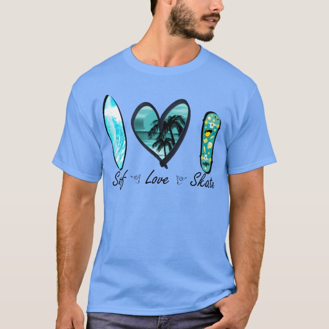 Camiseta presente de skate de amor de surf (Frente)