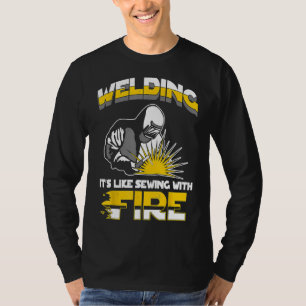 Camiseta Presente de Soldador Soldagem Como Costura Com Fog