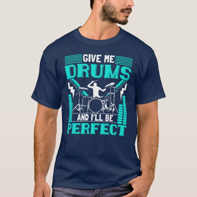 Camiseta Presente de Tambor de Banda de Bateria para a famí (Frente)