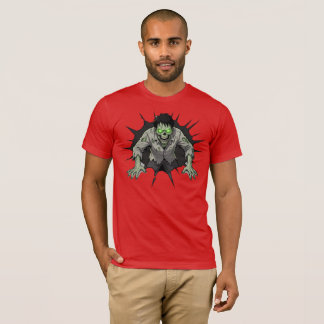 Camiseta Presente de terror de zumbi quebrando parede
