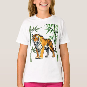 Camiseta Presente de Tigre de Desenho Tigre Laranja Preto