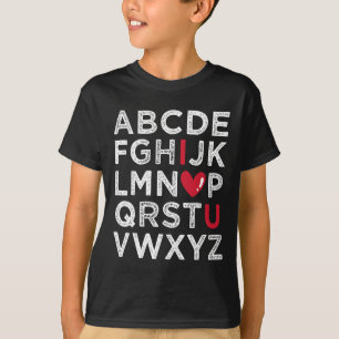 Camiseta Presente de Valentim do Alfabeto Fofo para Namorad