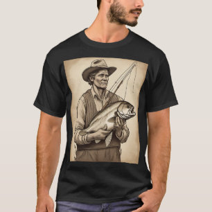Camiseta Presente de vara de pesca vintage para um pescador