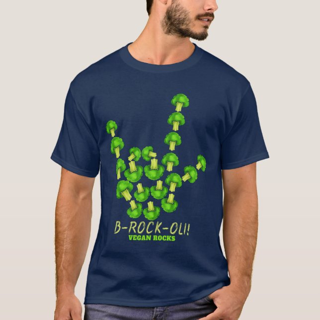 Camiseta Presente de Vegan Rocks Sinal de Chifres Com Bróco (Frente)