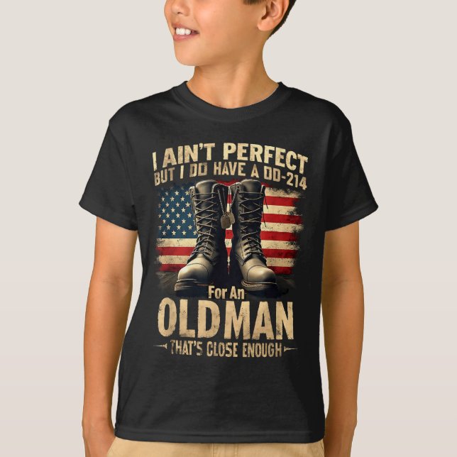 Camiseta Presente de Veterano dos EUA Eu Não Sou Perfeito M (Frente)