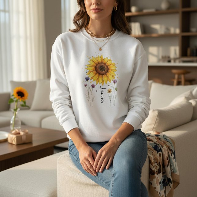 Camiseta Presente Dia das Mães Tia Flor de Girassol Boho (Criador carregado)