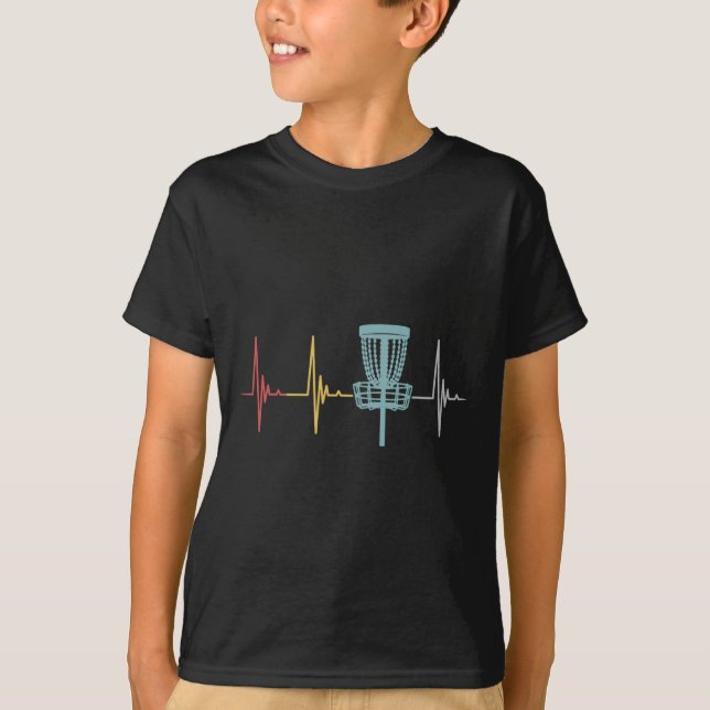 Camiseta Presente Disc Golf Retro Heartbeat Jogador de Fris (Frente)