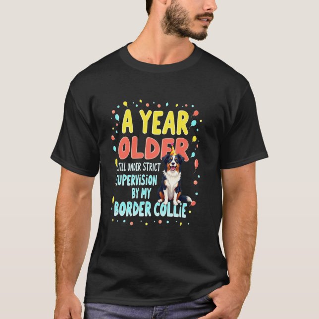 Camiseta Presente Divertido de Aniversário Border Collie Cã (Frente)
