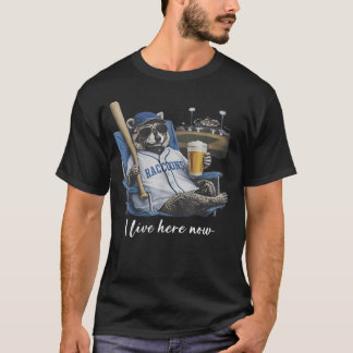Camiseta Presente Divertido de Guaxinim de Beisebol Cerveja