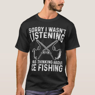 Camiseta Presente Divertido de Pesca no Gelo Pensando na Pe