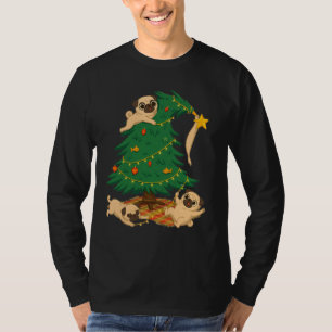 Camiseta Presente Divertido do Pug na Árvore de Natal