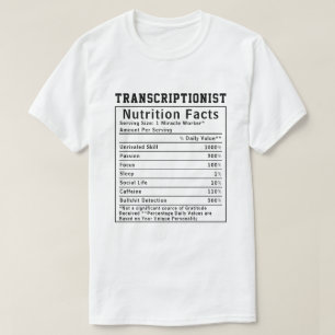 Camiseta Presente Divertido para Transcritor com Fatos Nutr