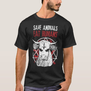 Camiseta Presente Divertido Vaca Satanista Vegana Amante de