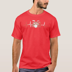 Camiseta Presente do baterista do coração da bateria do ama