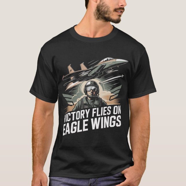 Camiseta Presente do caça F-15 com Asas de Águia - Vitória (Frente)