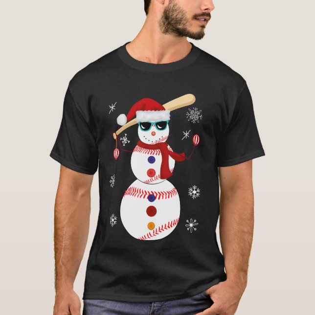 Camiseta Presente do chapéu do papai noel do boneco de neve (Frente)