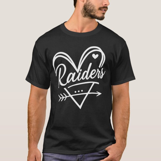 Camiseta Presente do Coração dos Retro Raiders para Homens  (Frente)
