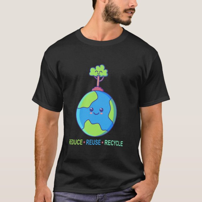 Camiseta Presente do Dia da Terra Reciclando Meio Ambiente  (Frente)