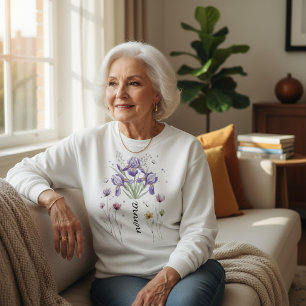Camiseta Presente do Dia das Mães Boho Floral Nonna Roxo Ír