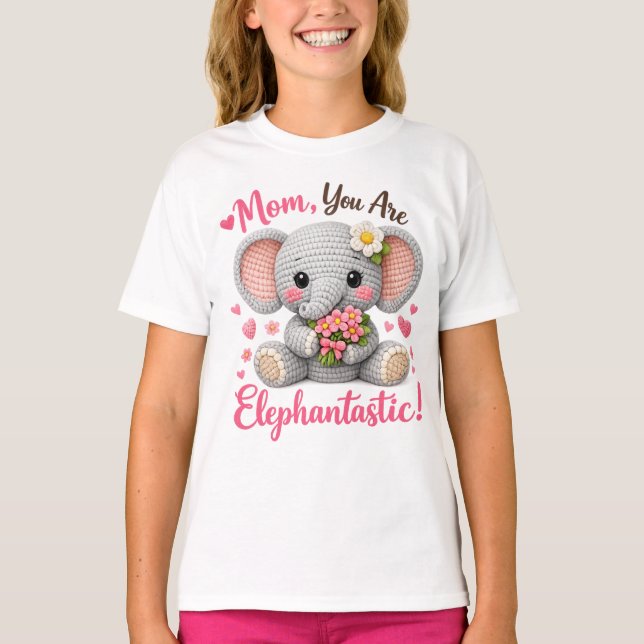 Camiseta Presente do Dia das Mães Elefantástico Mamãe Elefa (Frente)