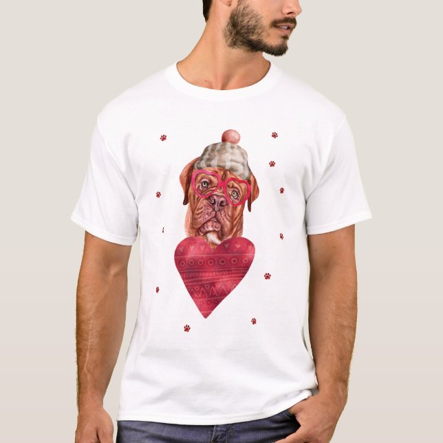 Camiseta Presente do Dia dos Namorados Cachorro Dogue de Bo (Frente)