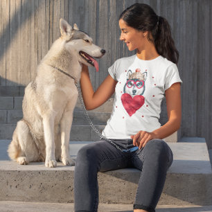 Camiseta Presente do Dia dos Namorados Cachorro Husky Siber