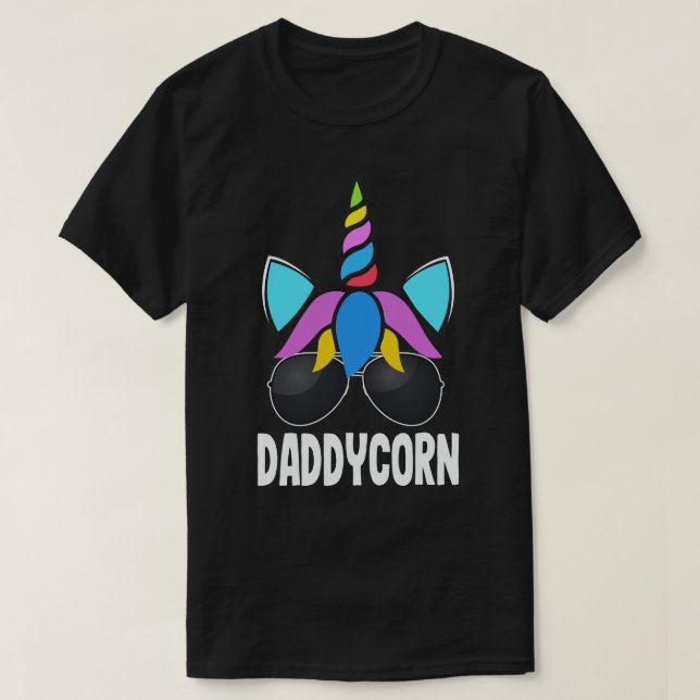 Camiseta Presente do Dia dos Pais Daddycorn Funny Unicorn P (Frente do Design)