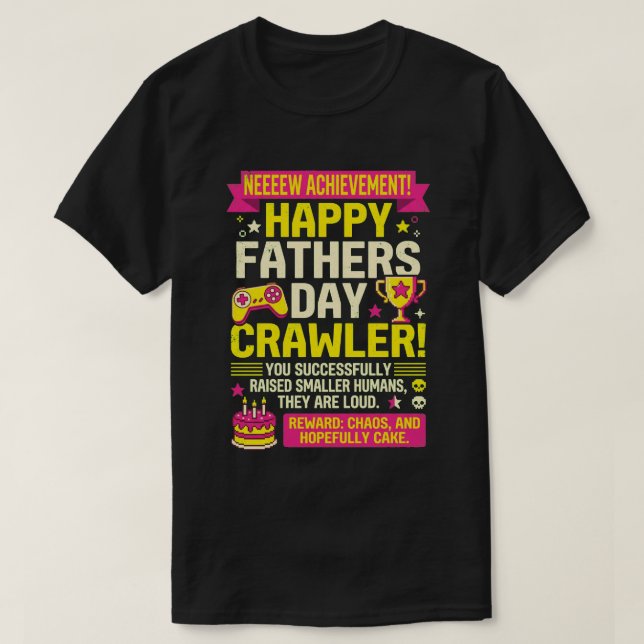 Camiseta Presente do Dia dos Pais para Pai Gamer Nova Conqu (Frente do Design)