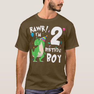 Camiseta Presente do dinossauro do menino do 2º aniversário