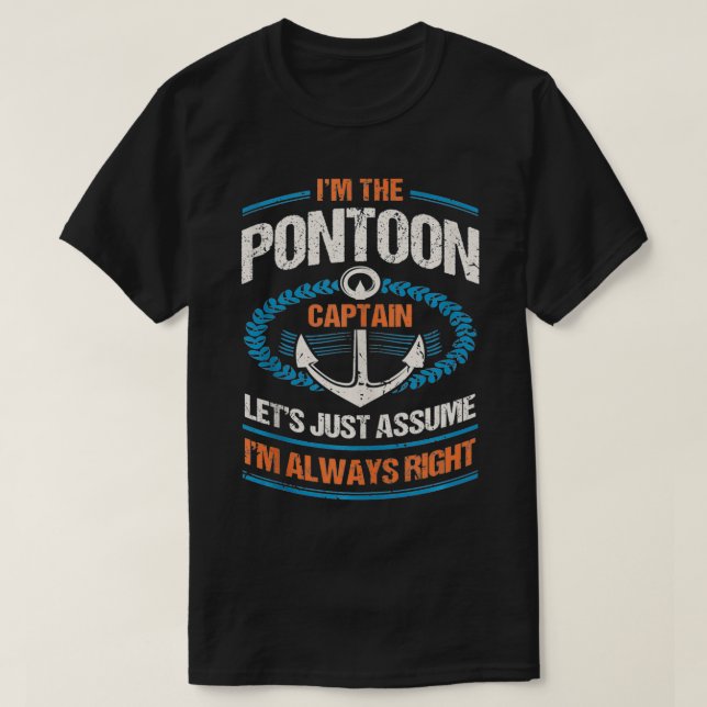 Camiseta Presente do dono do barco Retro Pontoon, sou o Pon (Frente do Design)