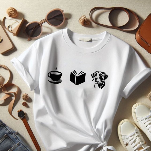 Camiseta Presente do Livro Café Labrador para doglover (labrador, book, coffee, all i need to life)