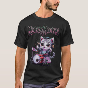 Camiseta Presente do menino dos gatos fofos Meowtal Pesado