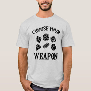 Camiseta Presente do RPG LARP dos dados da arma dos gamers