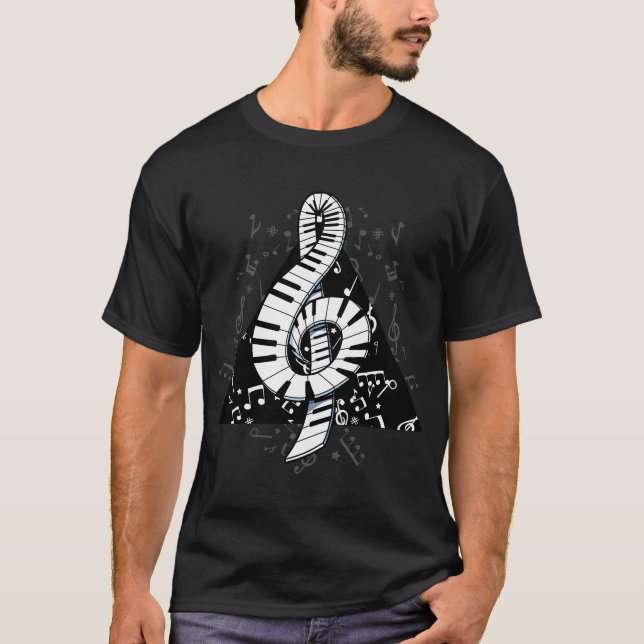 Camiseta Presente do Tocador de Piano Produto Nota Musical  (Frente)