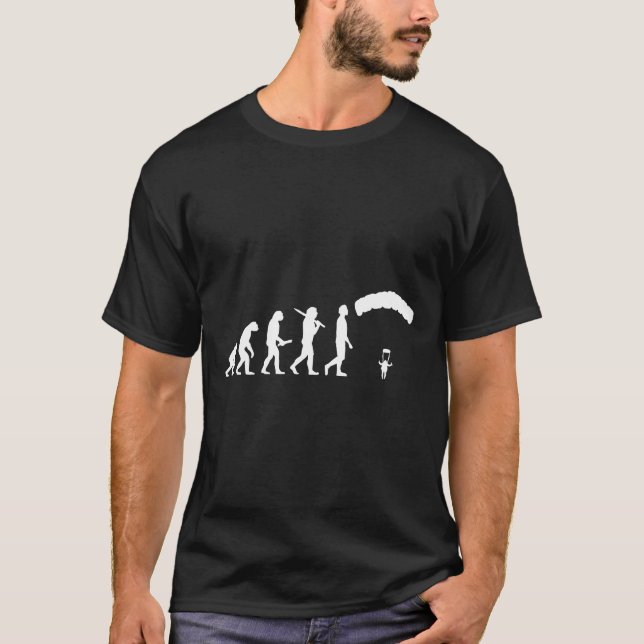 Camiseta Presente engraçado da evolução do salto de paraque (Frente)