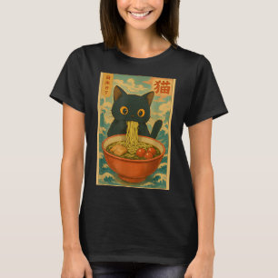 Camiseta Presente engraçado de anime de gato Kawaii comendo