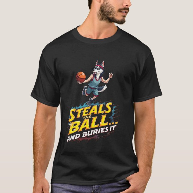 Camiseta Presente engraçado de basquete para amantes de cãe (Frente)