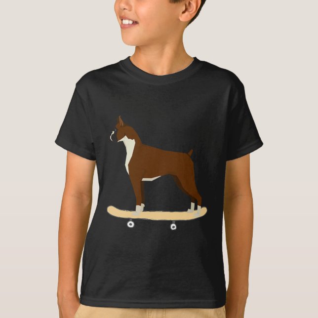Camiseta Presente engraçado de cachorro boxer de skate para (Frente)