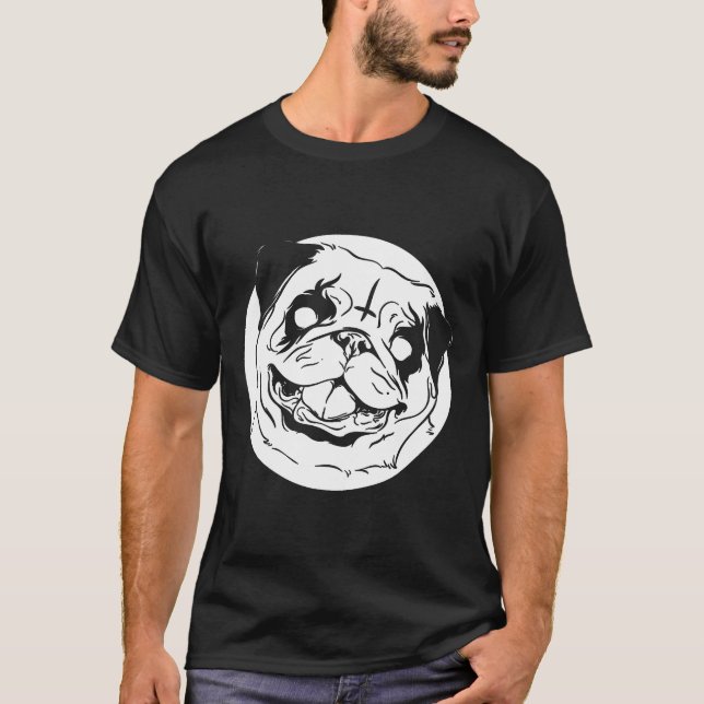 Camiseta Presente engraçado de cachorro pug de metal preto  (Frente)