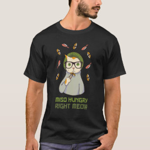 Camiseta Presente Engraçado de Gato Fofo Comendo Sushi Sopa