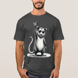 Camiseta Presente engraçado de música rock de gambá retrô p