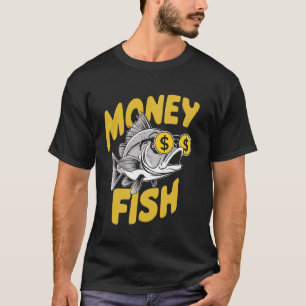Camiseta Presente Engraçado de Pesca Dinheiro Peixe Pescado