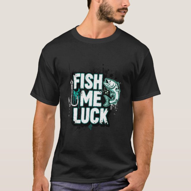 Camiseta Presente Engraçado de Pesca para Pescador Sortudo (Frente)