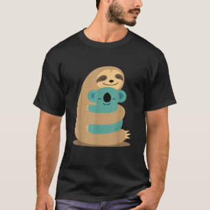 Camiseta presente engraçado de preguiça abraçando coala