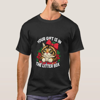 Camiseta Presente engraçado do gato de Natal na ninhada Ama