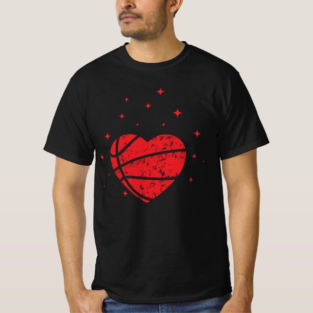 Camiseta Presente Engraçado no Coração de Basquete para Dia (Frente)