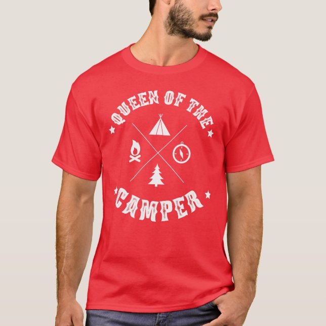 Camiseta Presente engraçado para mulheres que acampam Rainh (Frente)