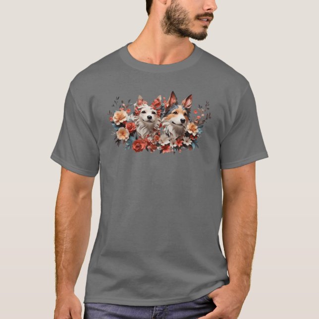 Camiseta presente engraçado para o cachorro Flores (Frente)