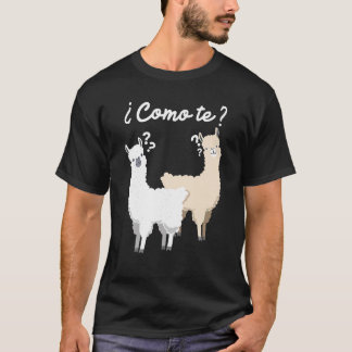 Camiseta Presente espanhol engraçado Como Te Llama Llama de