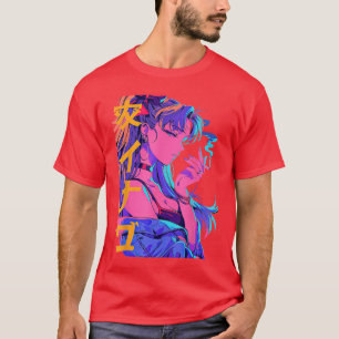 Camiseta Presente Estético de Menina de Anime de Terror Wai